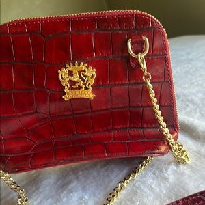 Pratesi Firenze  Red Crossbody Bag Gold Hardwear made in Italy